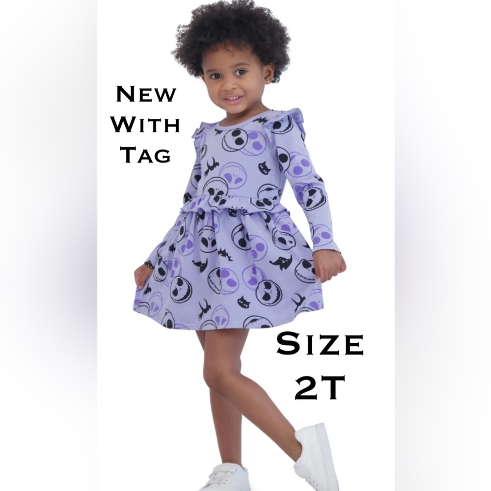 2T nightmare before Christmas dress, Purple Kids Casual Dress, long sleeve.